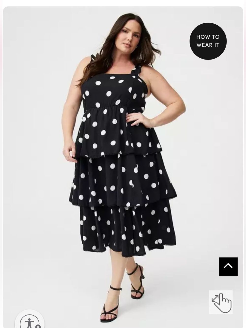 Torrid Black White Polka Dot Ruffle Tiered Midi Sleeveless Dress Brand New
